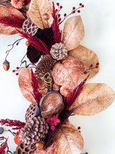 Load image into Gallery viewer, Velvet Maple &amp; Pumpkins Autumn Wreath
