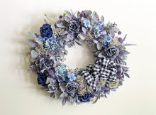 Load image into Gallery viewer, French Blue Roses & Flannel Wreath