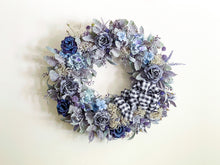 Load image into Gallery viewer, French Blue Roses & Flannel Wreath