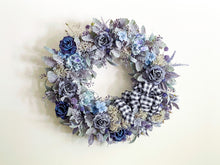 Load image into Gallery viewer, French Blue Roses & Flannel Wreath