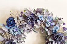Load image into Gallery viewer, French Blue Roses & Flannel Wreath