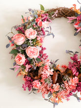 Load image into Gallery viewer, English Tea Rose &amp; Berry Medley Wreath
