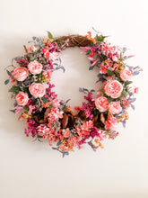 Load image into Gallery viewer, English Tea Rose &amp; Berry Medley Wreath
