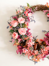 Load image into Gallery viewer, English Tea Rose &amp; Berry Medley Wreath
