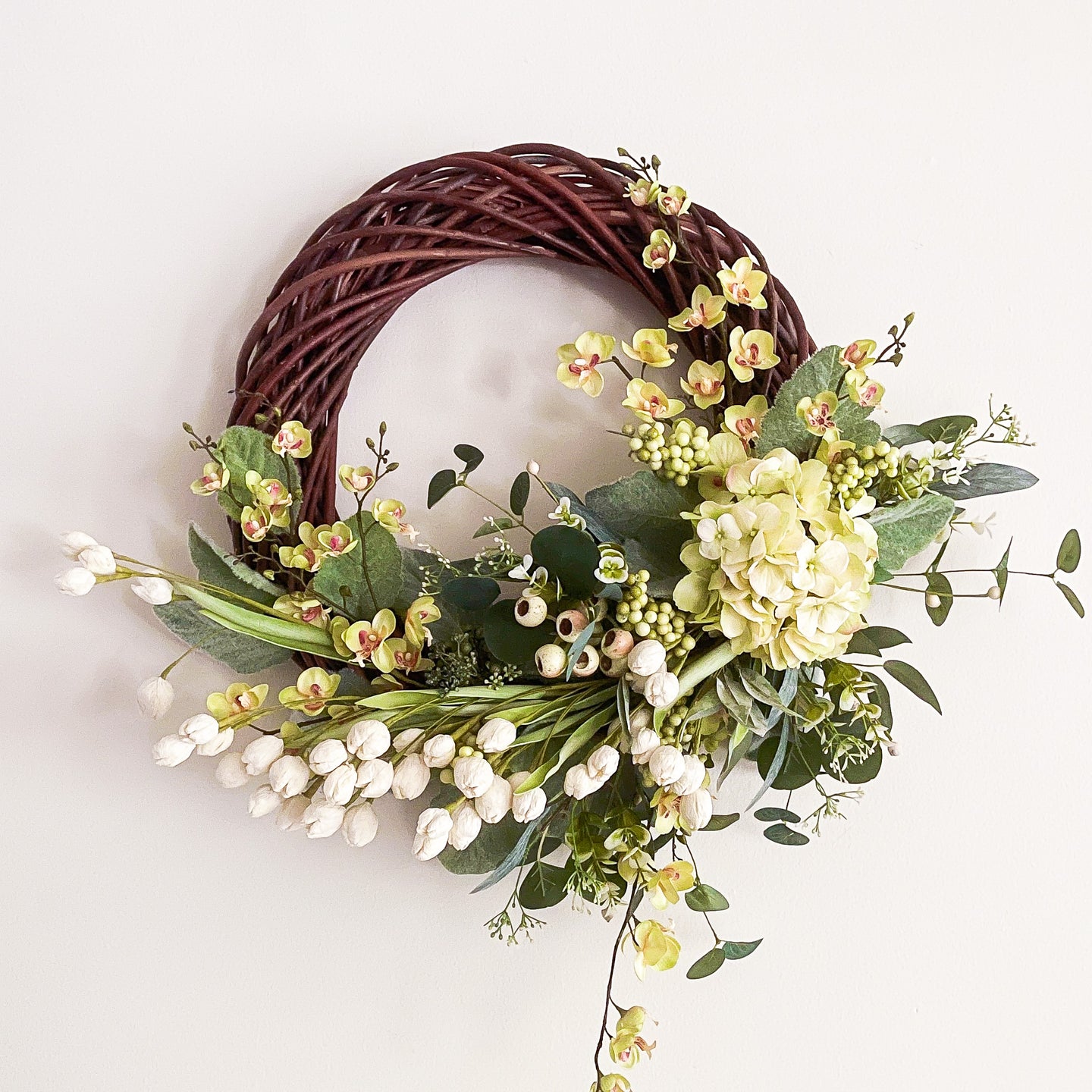 White Tulip & Cymbidium Orchid Wreath