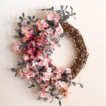 Load image into Gallery viewer, Cherry Blossom &amp; Cerulean Eucalyptus Wreath
