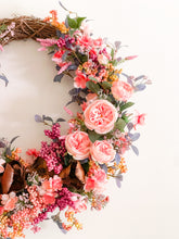 Load image into Gallery viewer, English Tea Rose &amp; Berry Medley Wreath
