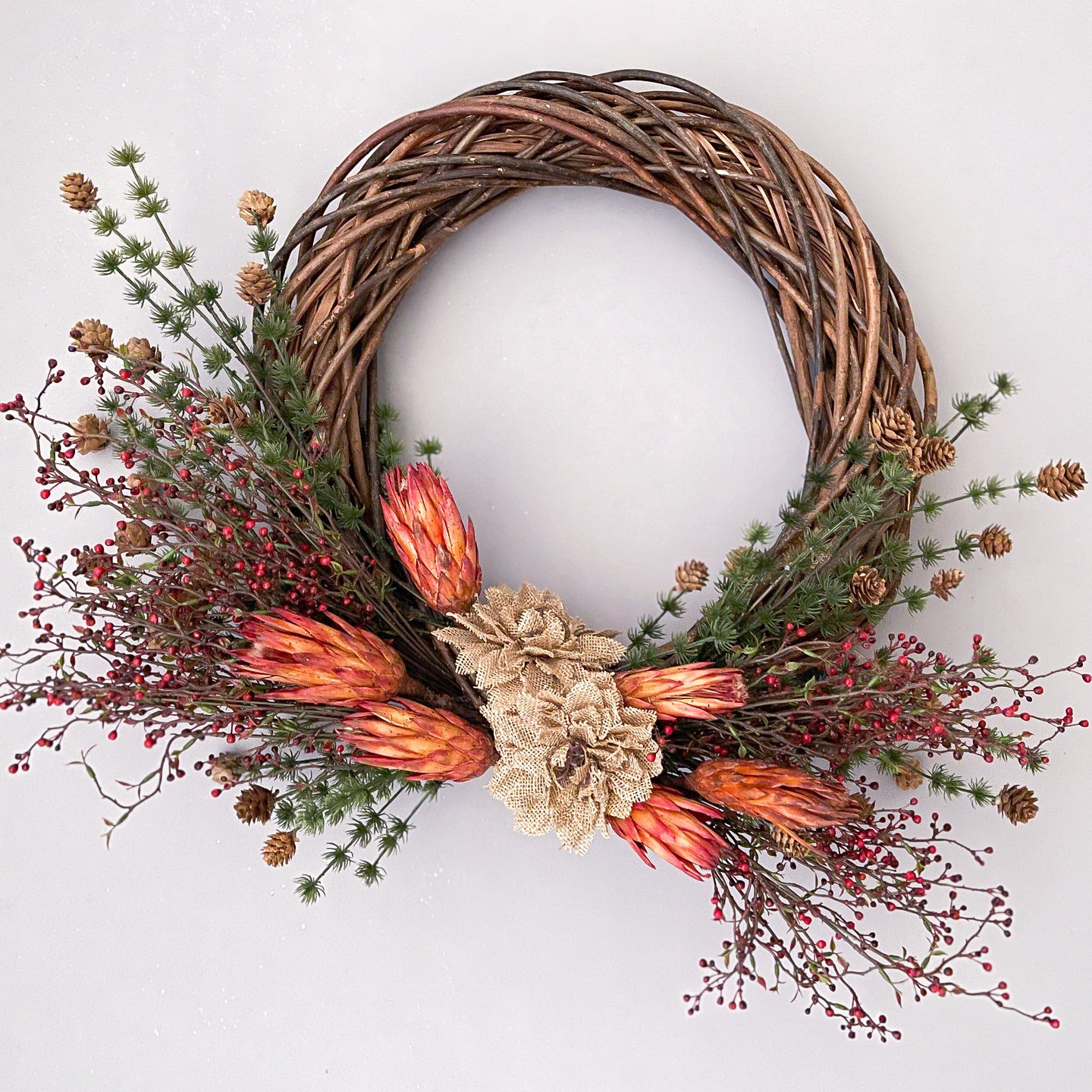 Holiday Gingham Harvest Wreath