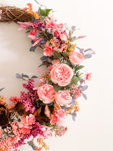 Load image into Gallery viewer, English Tea Rose &amp; Berry Medley Wreath
