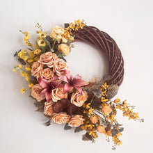 Load image into Gallery viewer, Peachy Rose &amp; Daffodil Willow Wreath
