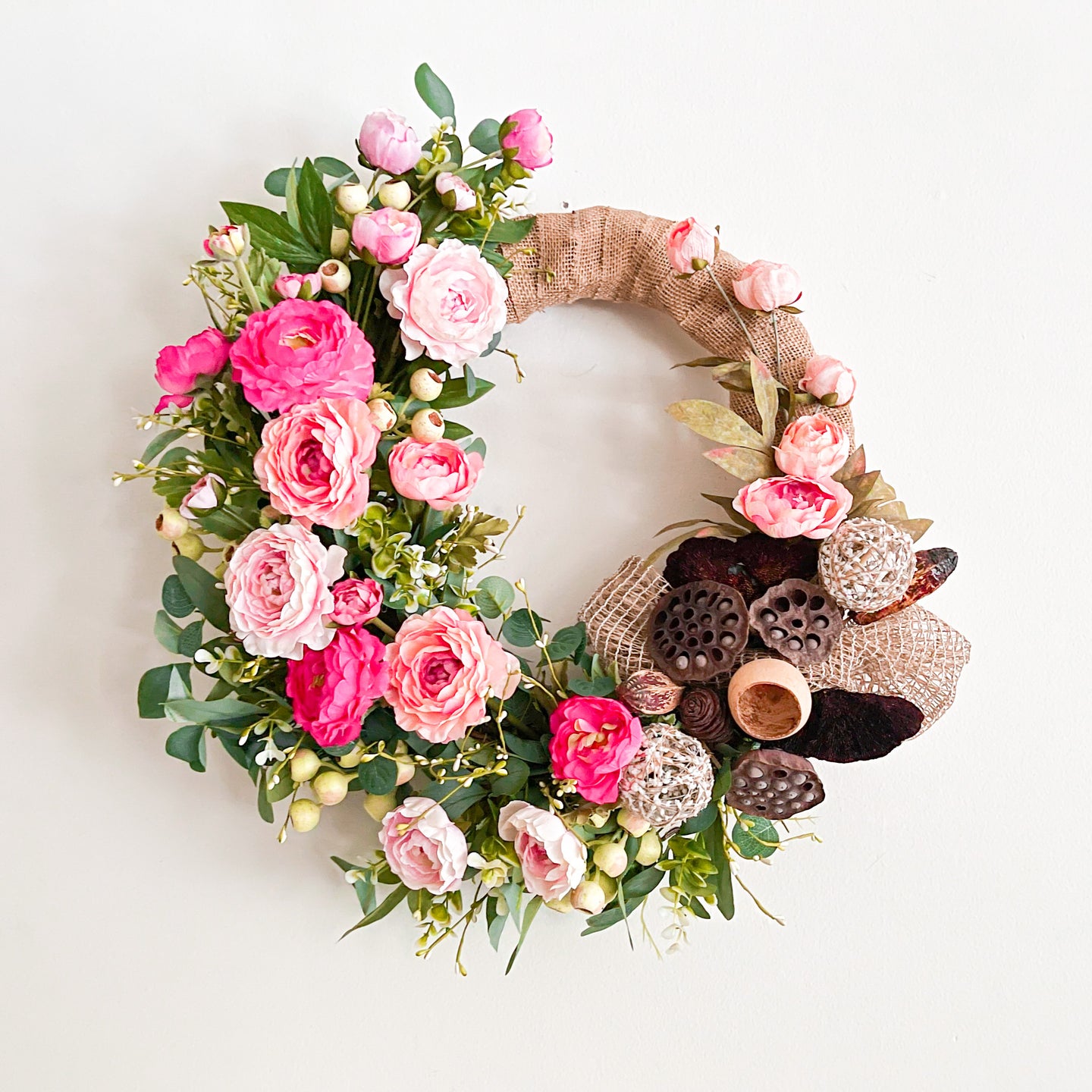 Peony Burlap Wreath