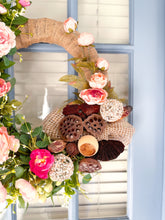 Load image into Gallery viewer, Peony Burlap Wreath
