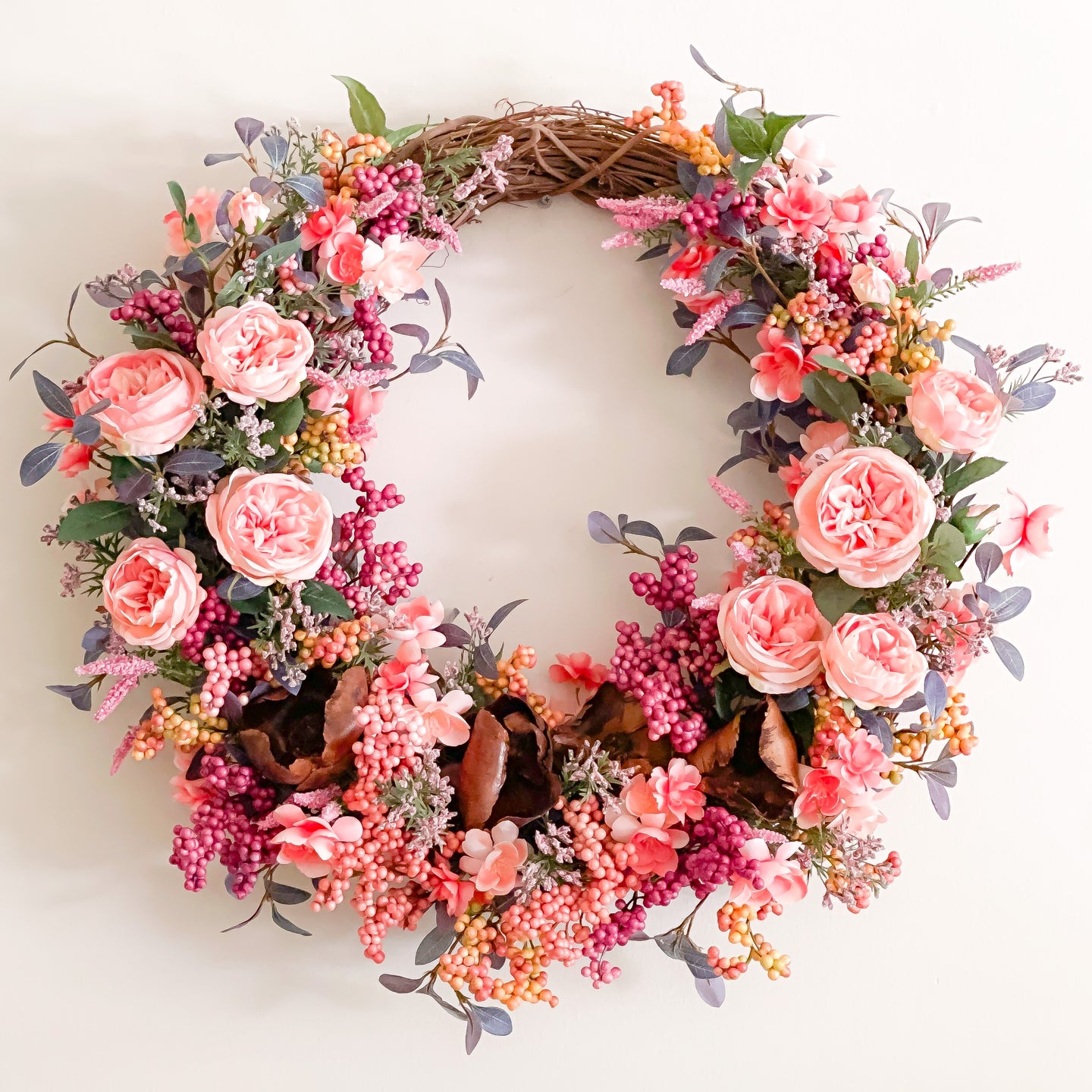 English Tea Rose & Berry Medley Wreath